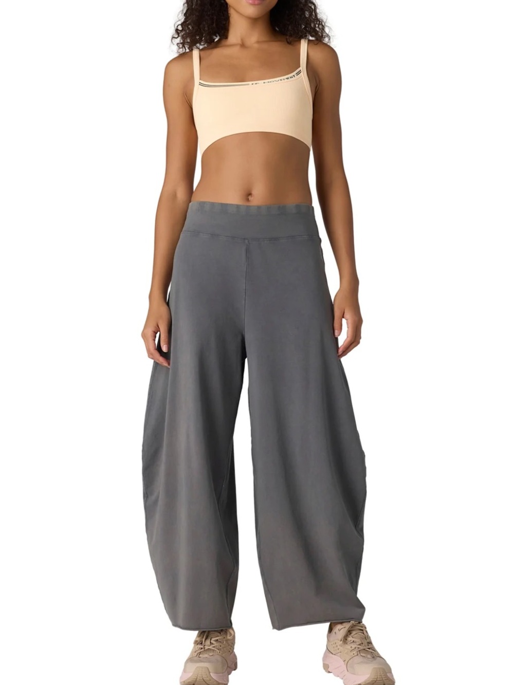 free people hot shot Gray Joggers gaucho leg with back zip